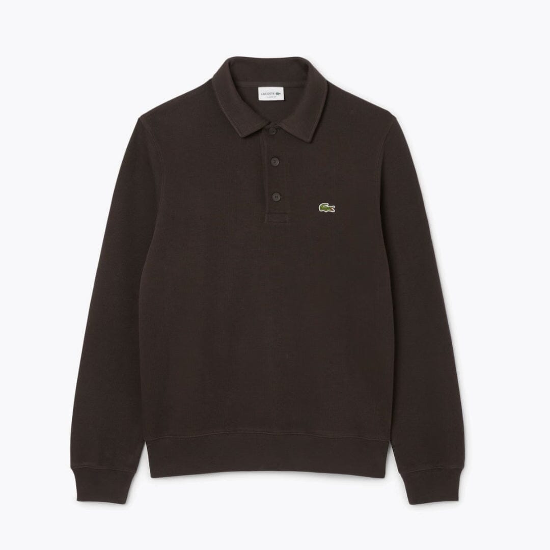 LC Ribbed Cotton Polo Collar Sweatshirt Lacoste Adelstein Brown S 