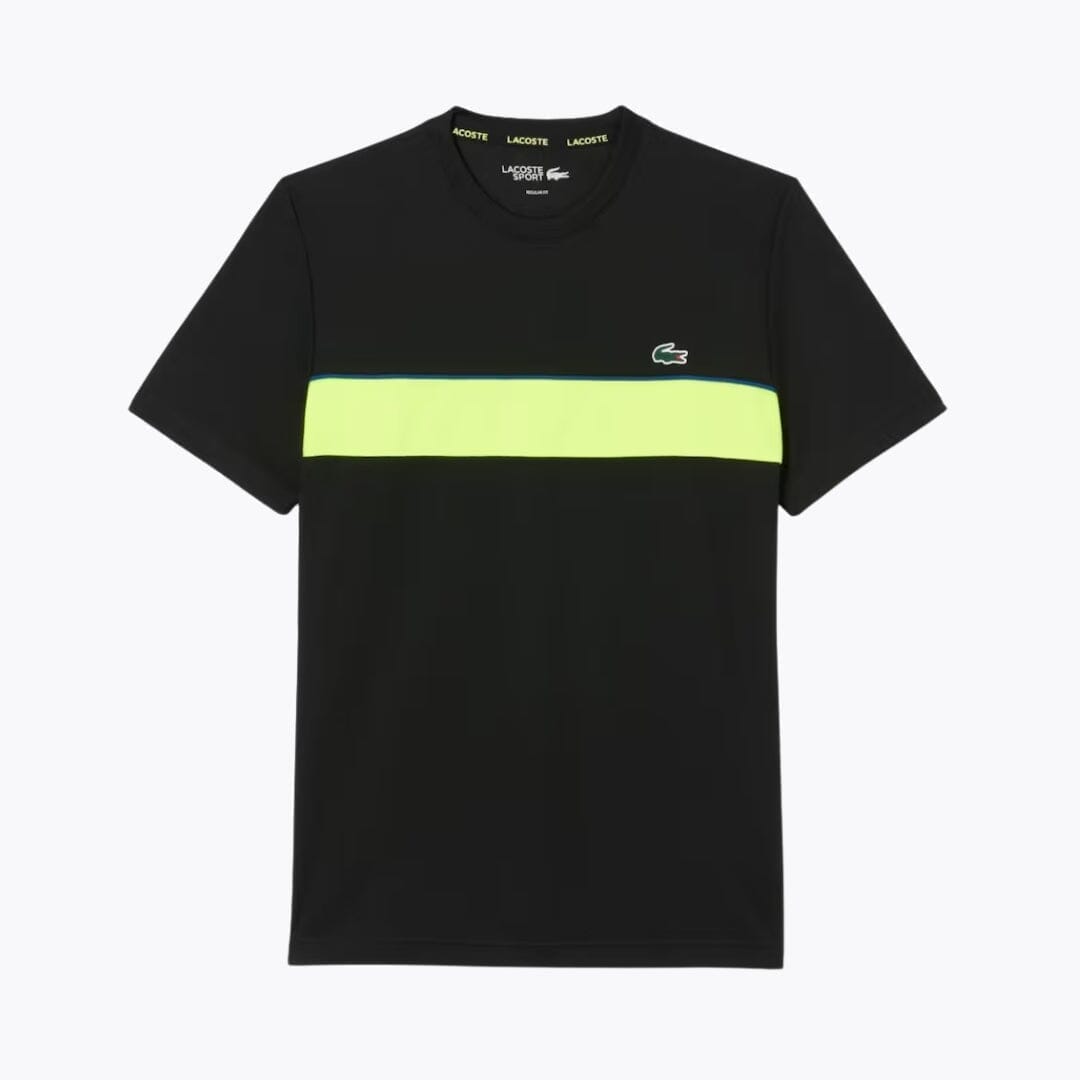 LC Ultra Dry Printed Tennis T-shirt Lacoste Adelstein Black / flashy yellow S 