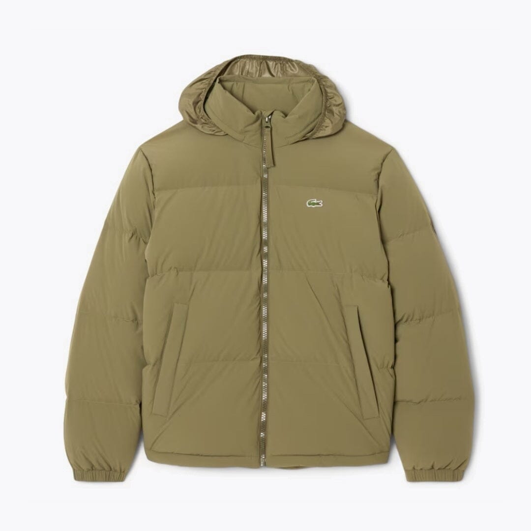LC Water-Repellent Hooded Down Jacket Lacoste Adelstein Green S 