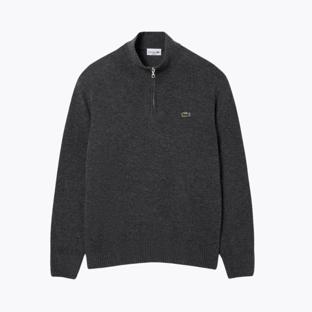 LC Zipped High Neck Carded Wool Sweater Lacoste Adelstein Grey S 