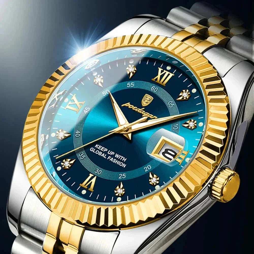 POEDAGAR GoldenStar - 40mm Watch | Water Resistant | Stainless Steel Poedagar Adelstein 