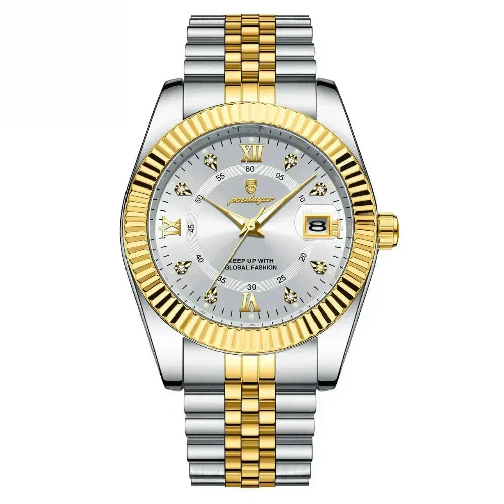 POEDAGAR GoldenStar - 40mm Watch | Water Resistant | Stainless Steel Poedagar Adelstein White 