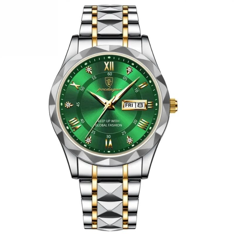POEDAGAR Luminous Steel 40mm Watch - Water Resistant | Transferred steel Poedagar Adelstein Green 