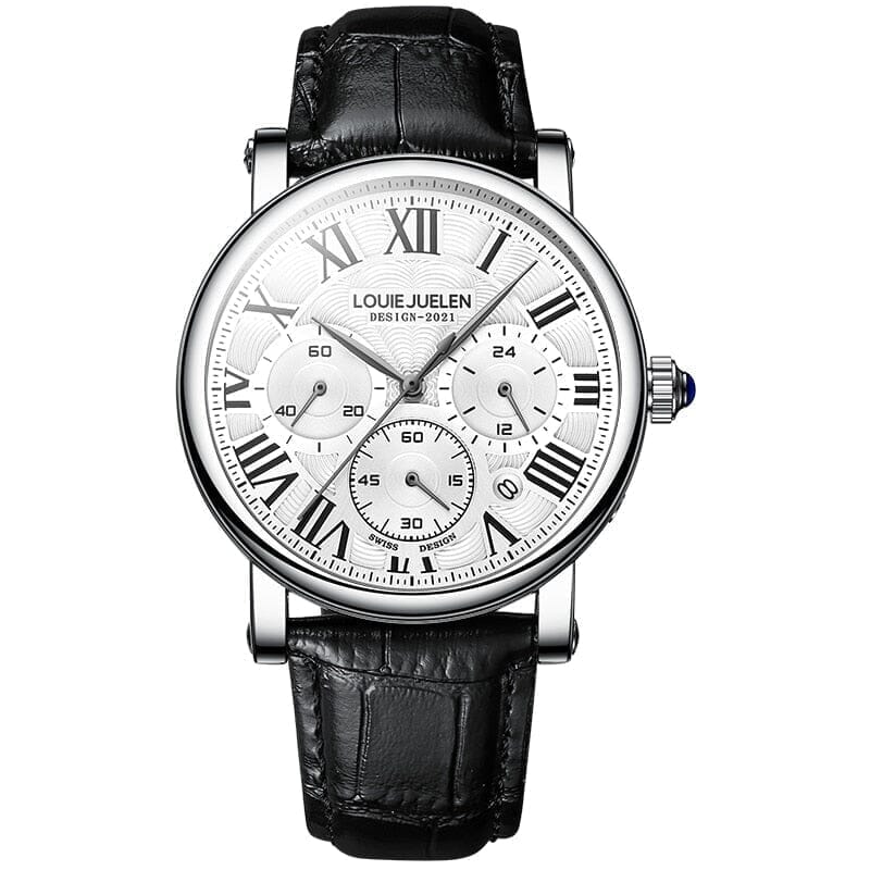 POEDAGAR Watch Executive classic Poedagar Adelstein Silver w/ White 