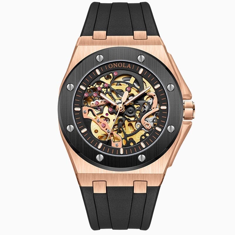 POEDAGAR Watch Skeleton Oak Poedagar Adelstein Rose Black 