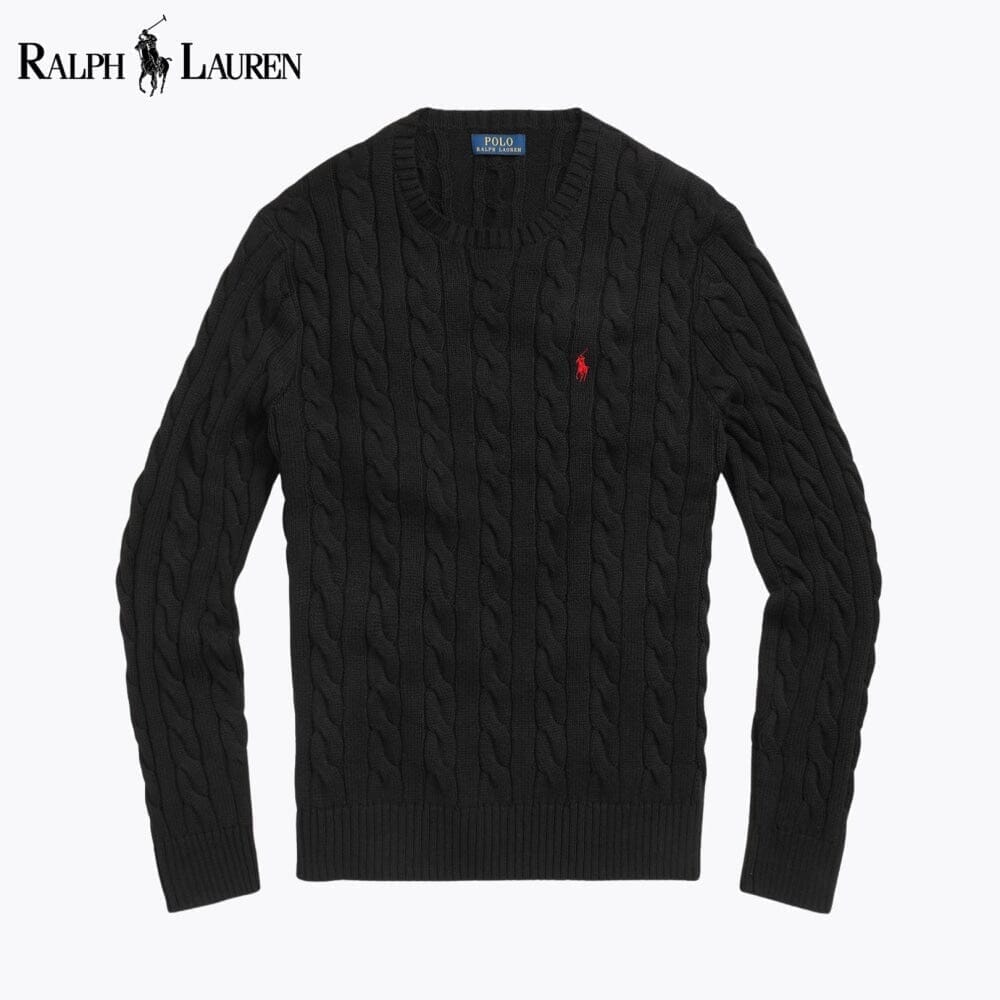 RL Cable-Knit Cotton Jumper Ralph Lauren Adelstein Black S 