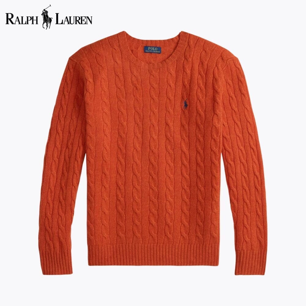 RL Cable-Knit Wool-Cashmere Jumper Ralph Lauren Adelstein Orange S 