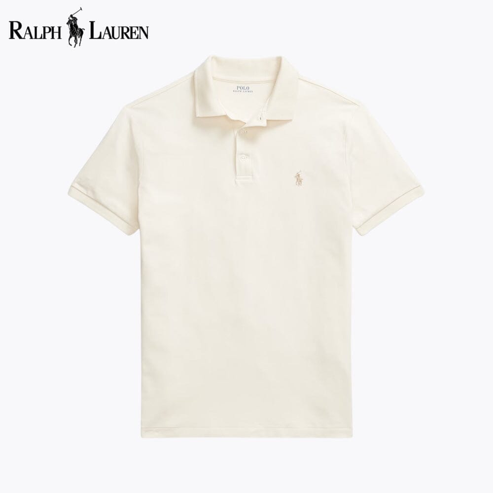 RL Custom Slim Fit Stretch Mesh Polo Shirt Ralph Lauren Adelstein Cream S 