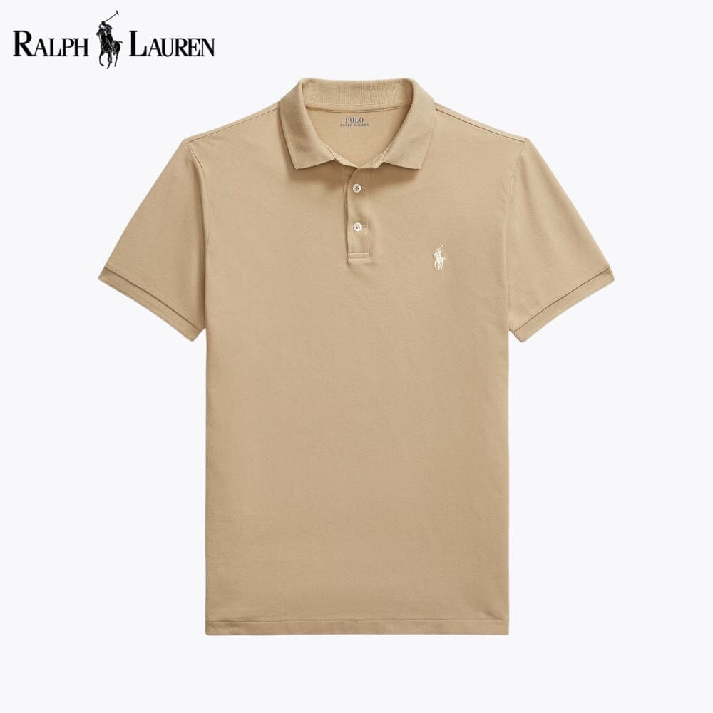 RL Custom Slim Fit Stretch Mesh Polo Shirt Ralph Lauren Adelstein Khaki S 