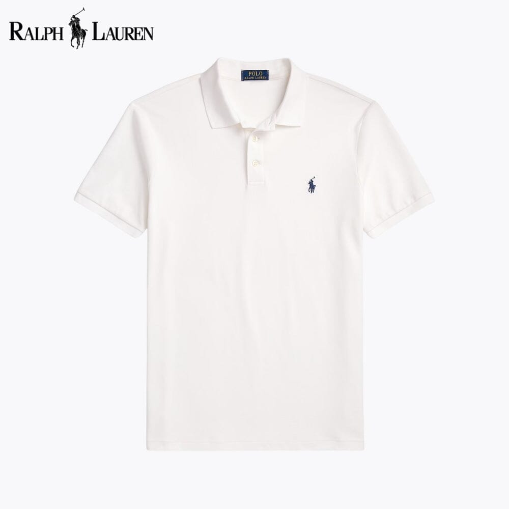 RL Custom Slim Fit Stretch Mesh Polo Shirt Ralph Lauren Adelstein White S 
