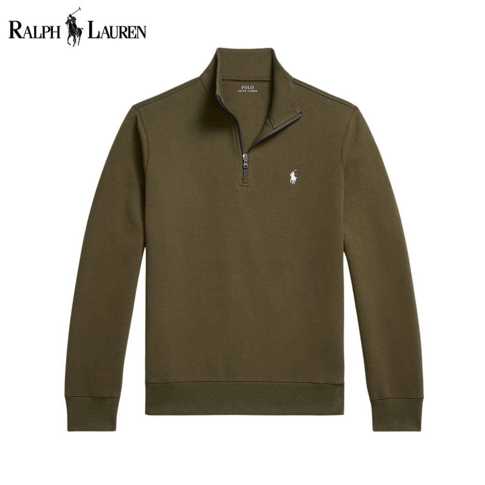 RL Double-Knit Mockneck Pullover Ralph Lauren Adelstein Olive S 