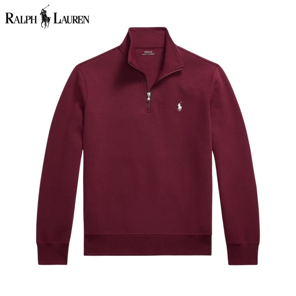 RL Double-Knit Mockneck Pullover Ralph Lauren Adelstein Wine S 