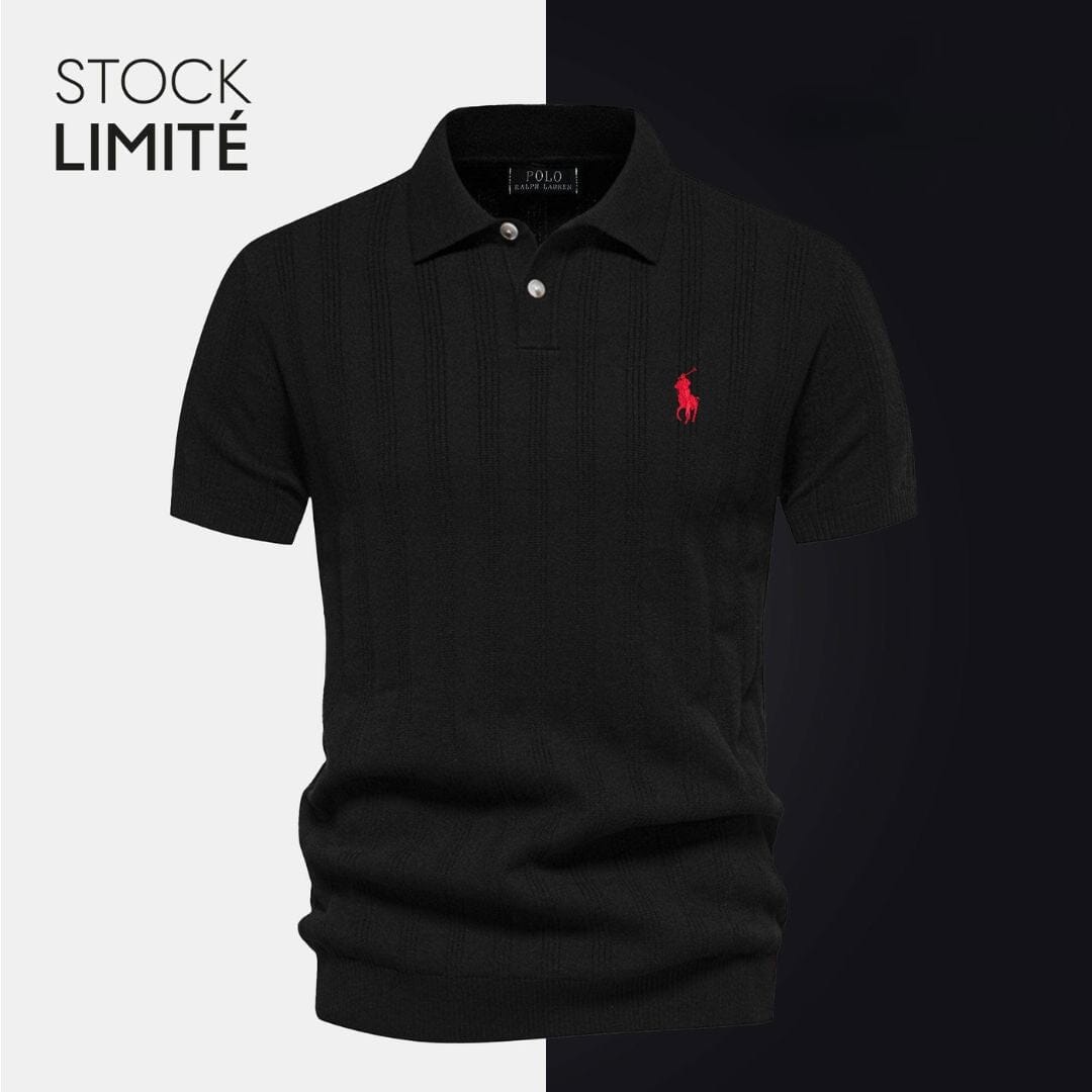 RL Exclusive Men's Textured Knit Polo Shirt Ralph Lauren Adelstein Black S 