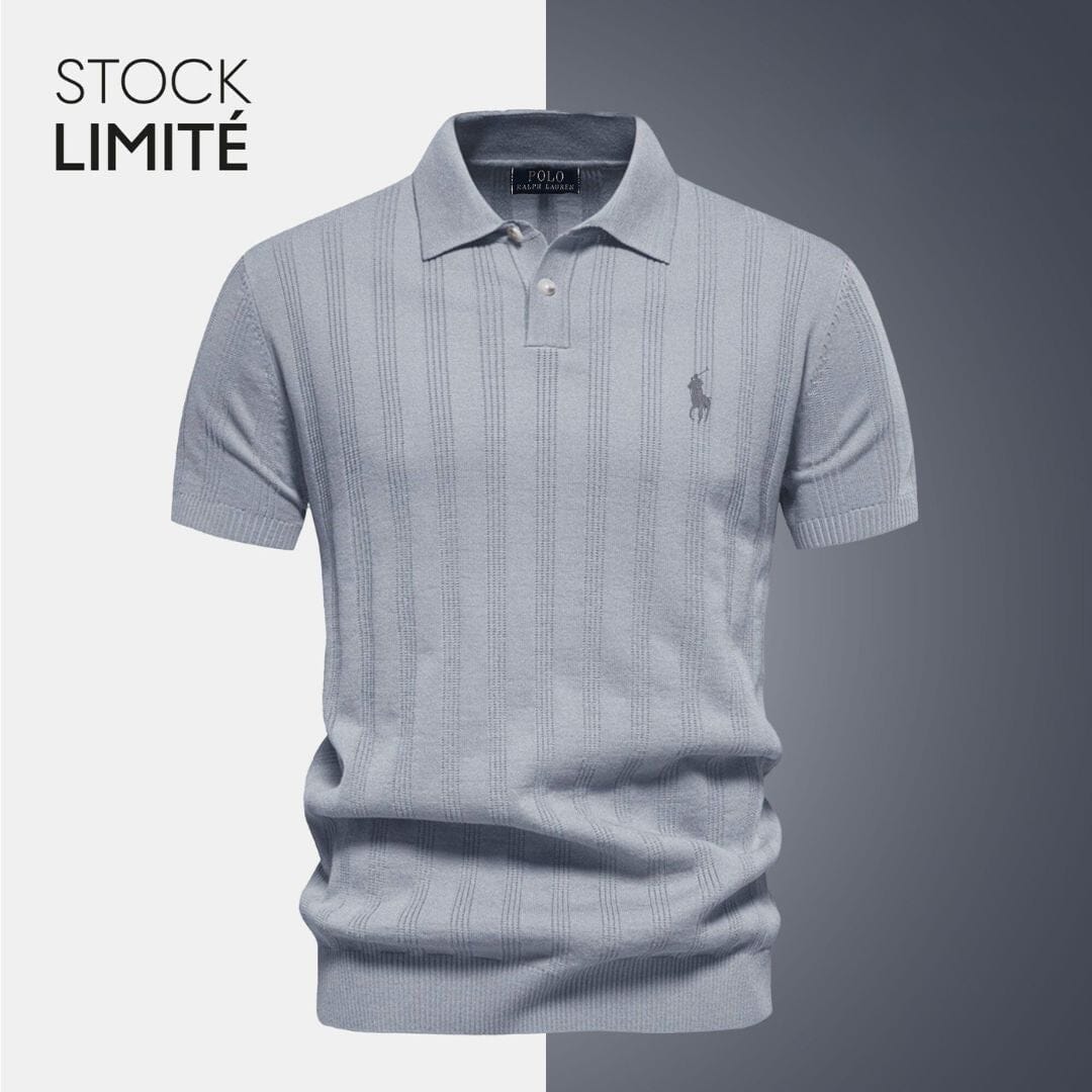 RL Exclusive Men's Textured Knit Polo Shirt Ralph Lauren Adelstein Gray S 