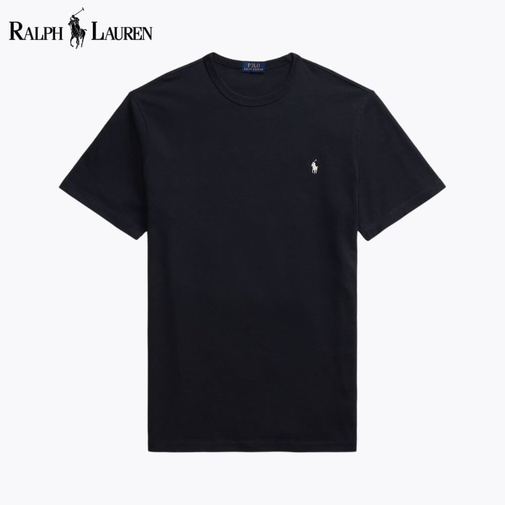 RL Jersey Crewneck T-Shirt Ralph Lauren Adelstein Black S 