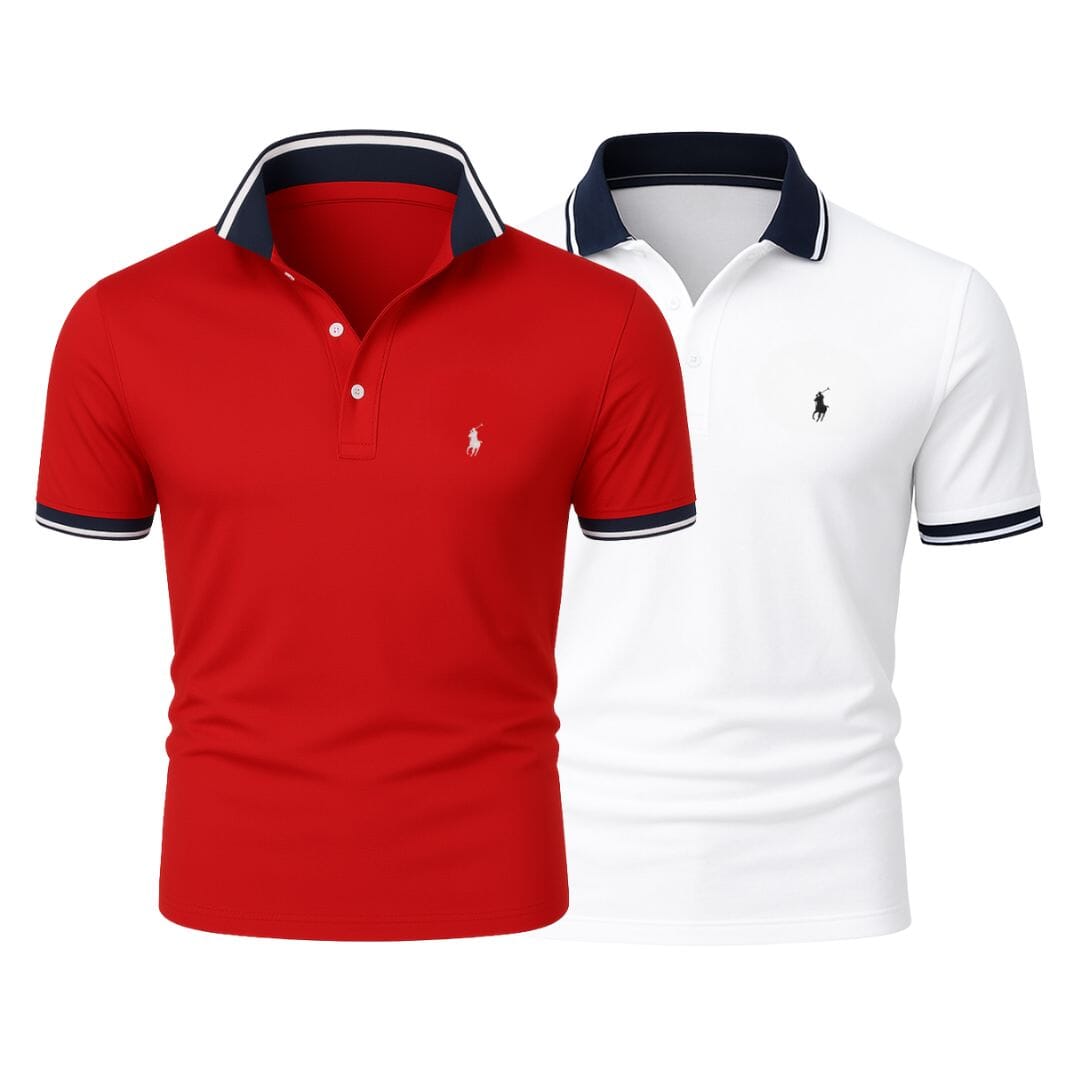 RL (KAUFE 1, ERHALTE 2) - Premiere Polo Shirt Kit – Professional Line by (2-Pack) Ralph Lauren Adelstein White + Red S 