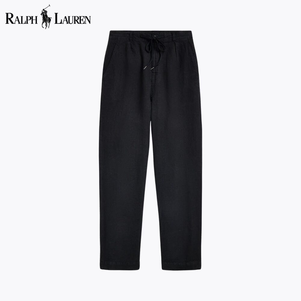 RL Lateef Relaxed Fit Pleated Linen Pant Ralph Lauren Adelstein Black 28 
