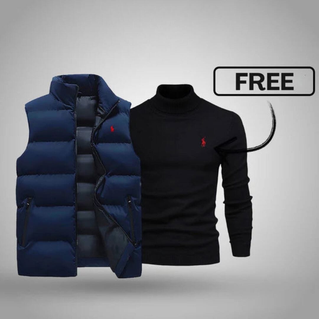 RL Men's Vest + Free Sweater (Clearance) Ralph Lauren Adelstein Blau Schwarz M