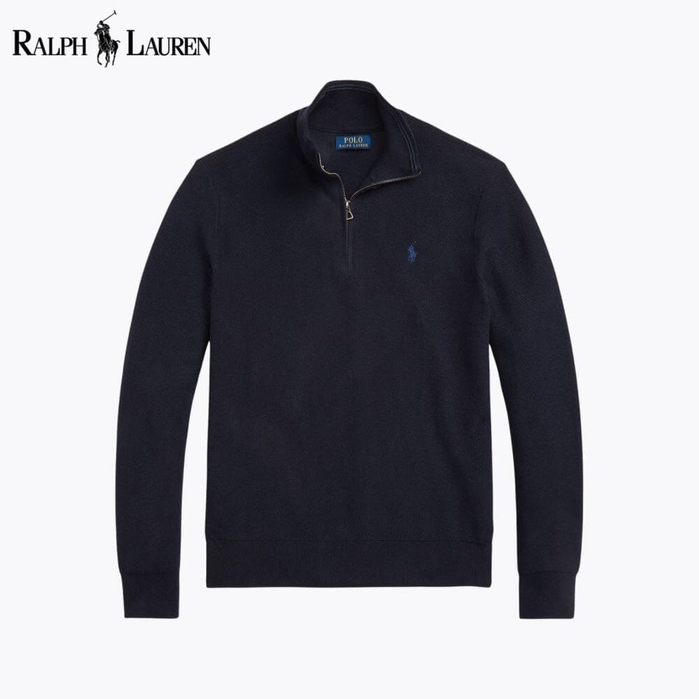 RL Mesh-Knit Cotton Quarter-Zip Sweater Ralph Lauren Adelstein Navy blue S 