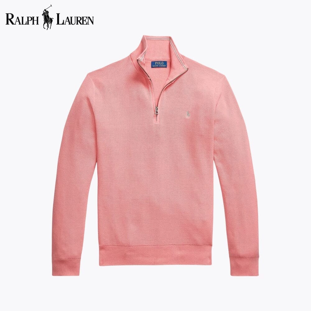 RL Mesh-Knit Cotton Quarter-Zip Sweater Ralph Lauren Adelstein Rose S 