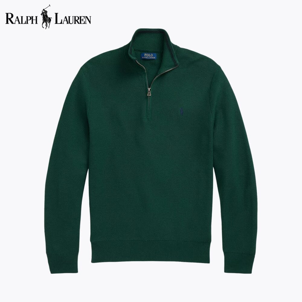 RL Mesh-Knit Cotton Quarter-Zip Sweater Ralph Lauren Adelstein Vintage Pine S 