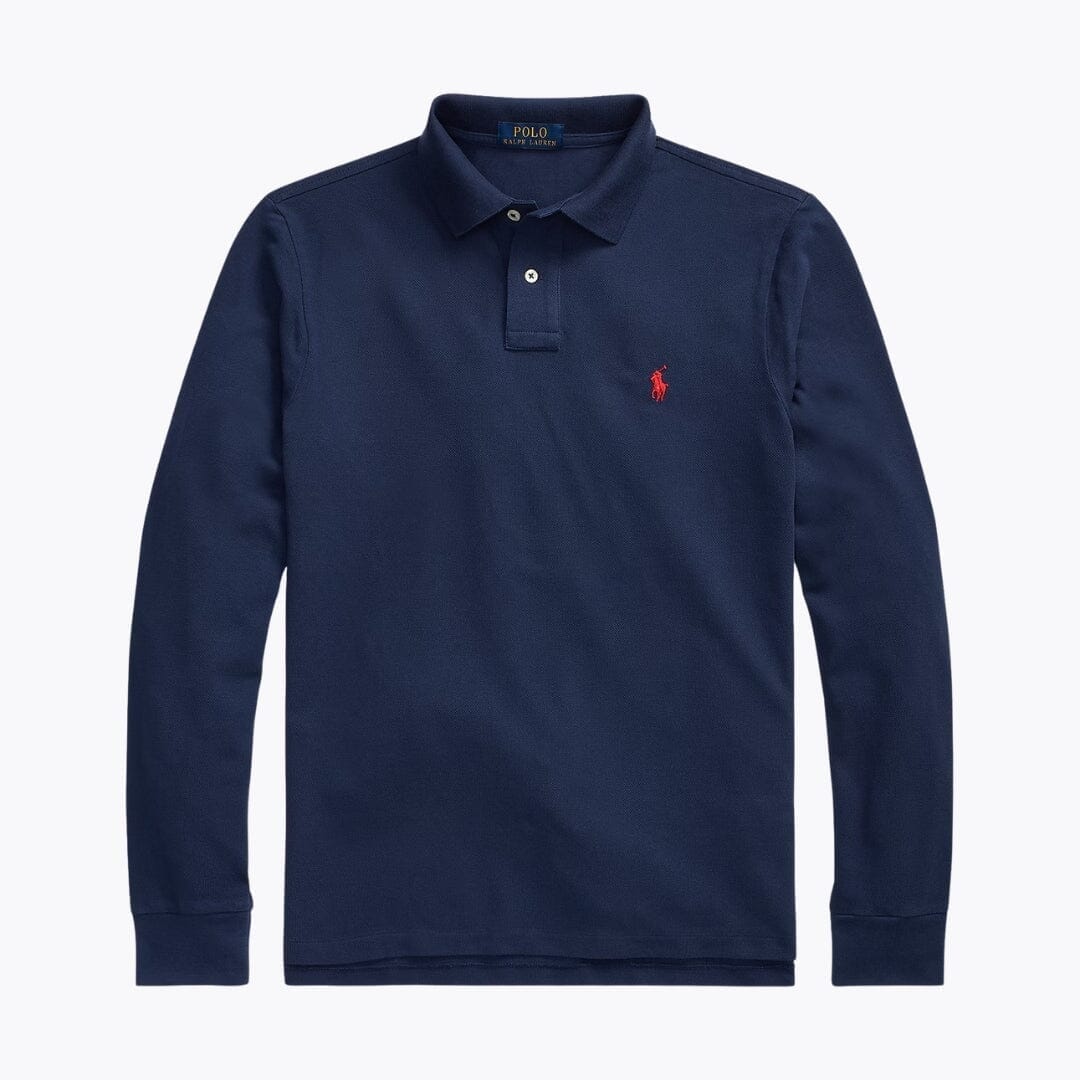 RL Mesh Long-Sleeve Polo Shirt Ralph Lauren Adelstein Newport Navy S 