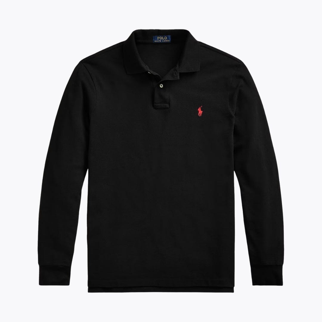 RL Mesh Long-Sleeve Polo Shirt Ralph Lauren Adelstein Polo Black S 