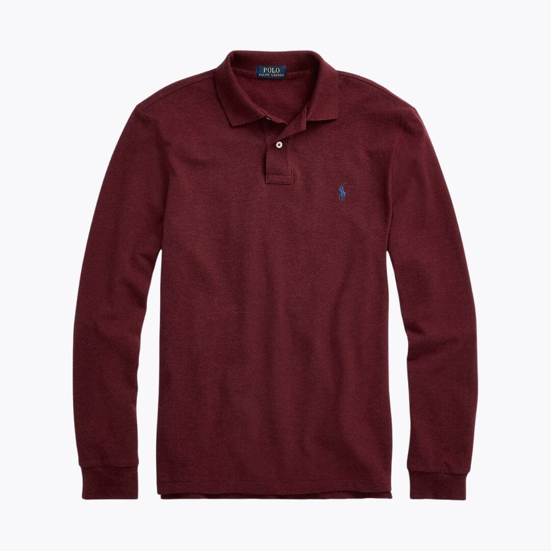 RL Mesh Long-Sleeve Polo Shirt Ralph Lauren Adelstein Spring Wine Heather S 