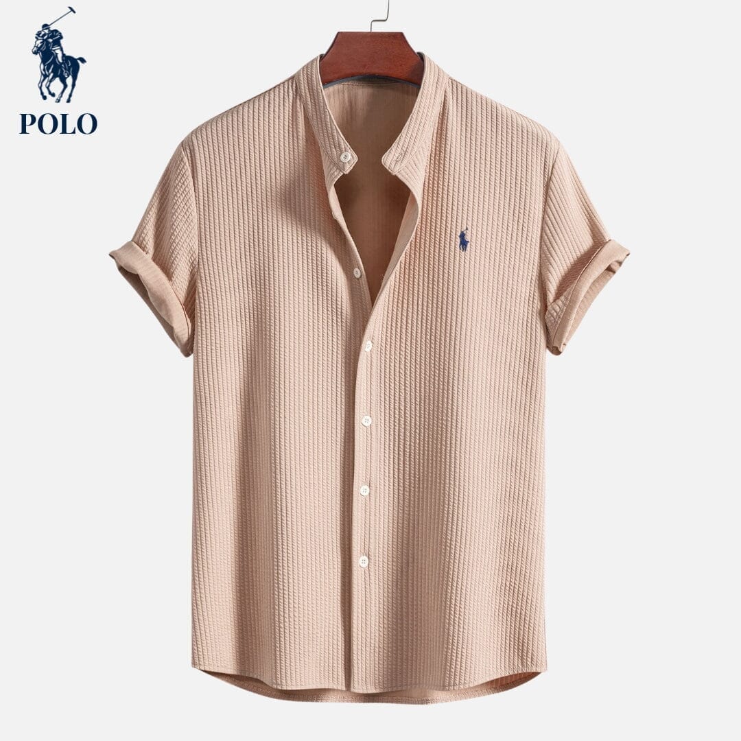 RL Polo Hampton Collar Shirt Ralph Lauren Adelstein Dark Beige S 