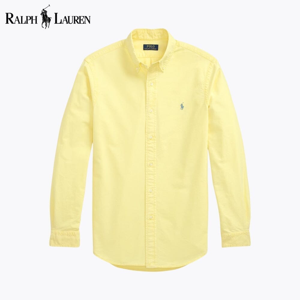 RL Slim Fit Garment-Dyed Oxford Shirt Ralph Lauren Adelstein Yellow S 