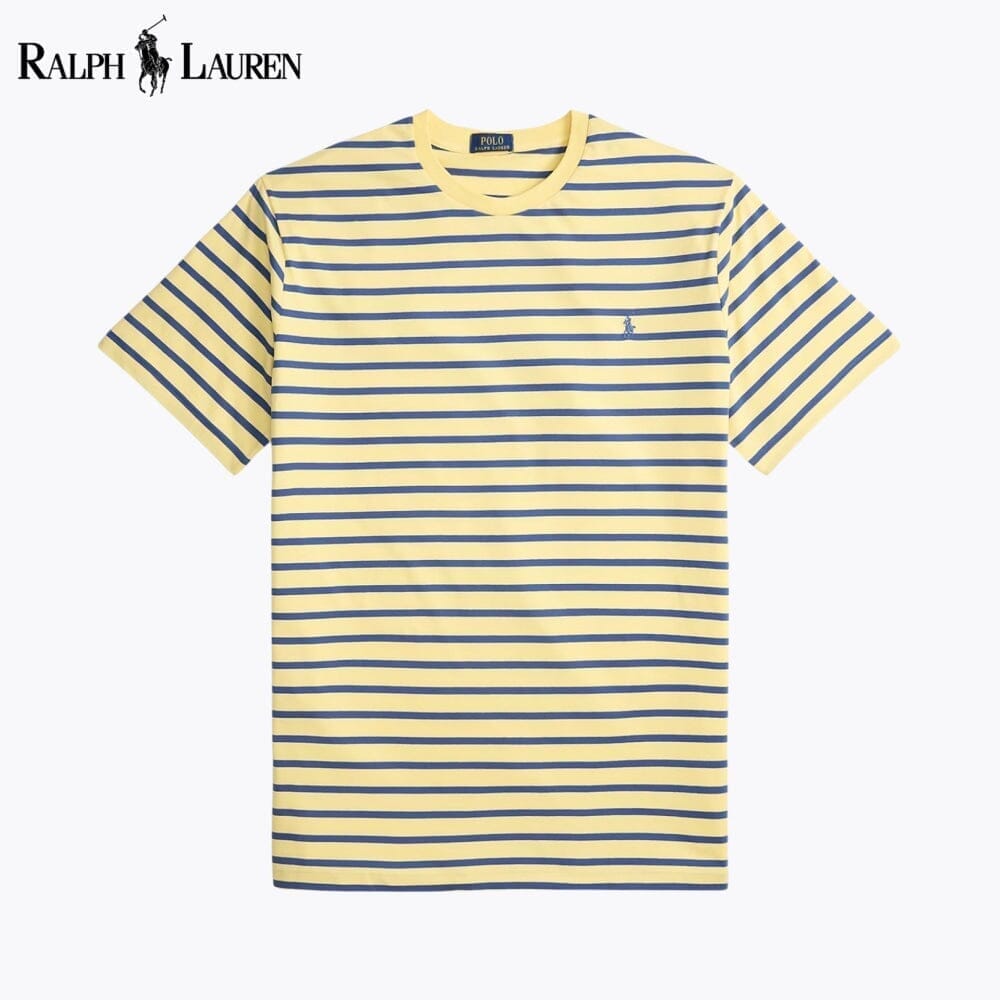 RL Striped Jersey Crewneck T-Shirt Ralph Lauren Adelstein Yellow/Old Royal S 