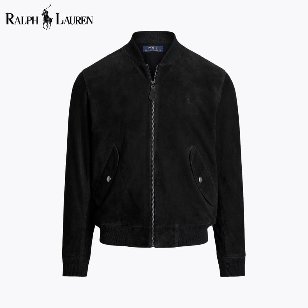 RL Suede Bomber Jacket Ralph Lauren Adelstein Polo Black S 