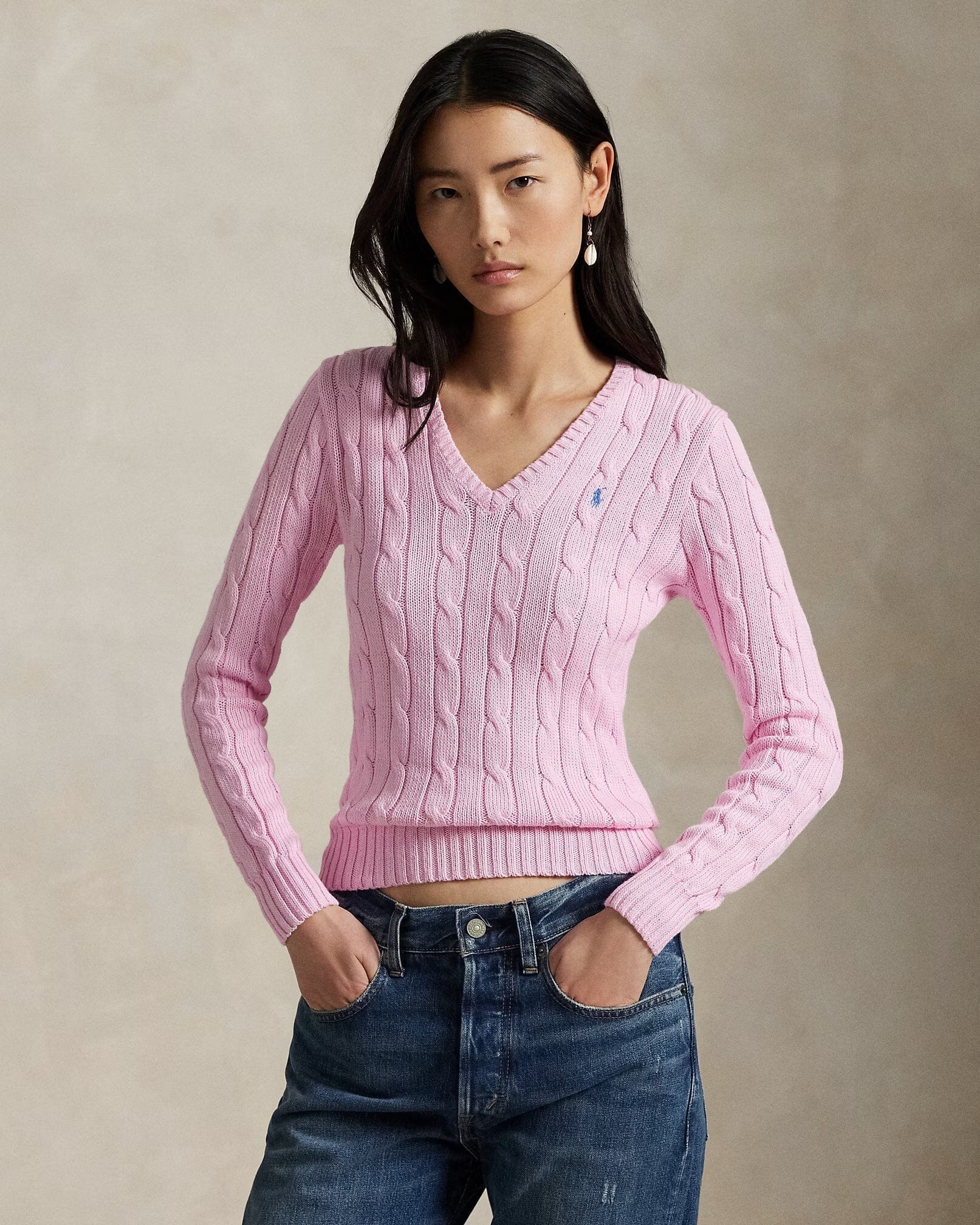 RL Sweater | V-Neck Ralph Lauren Adelstein Pink XS 