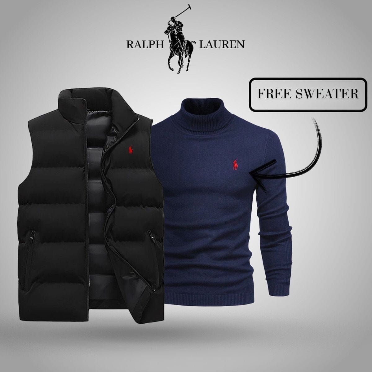 RL Vest + Exclusive Free Sweater (CLEARANCE) Ralph Lauren Adelstein Black Blue M