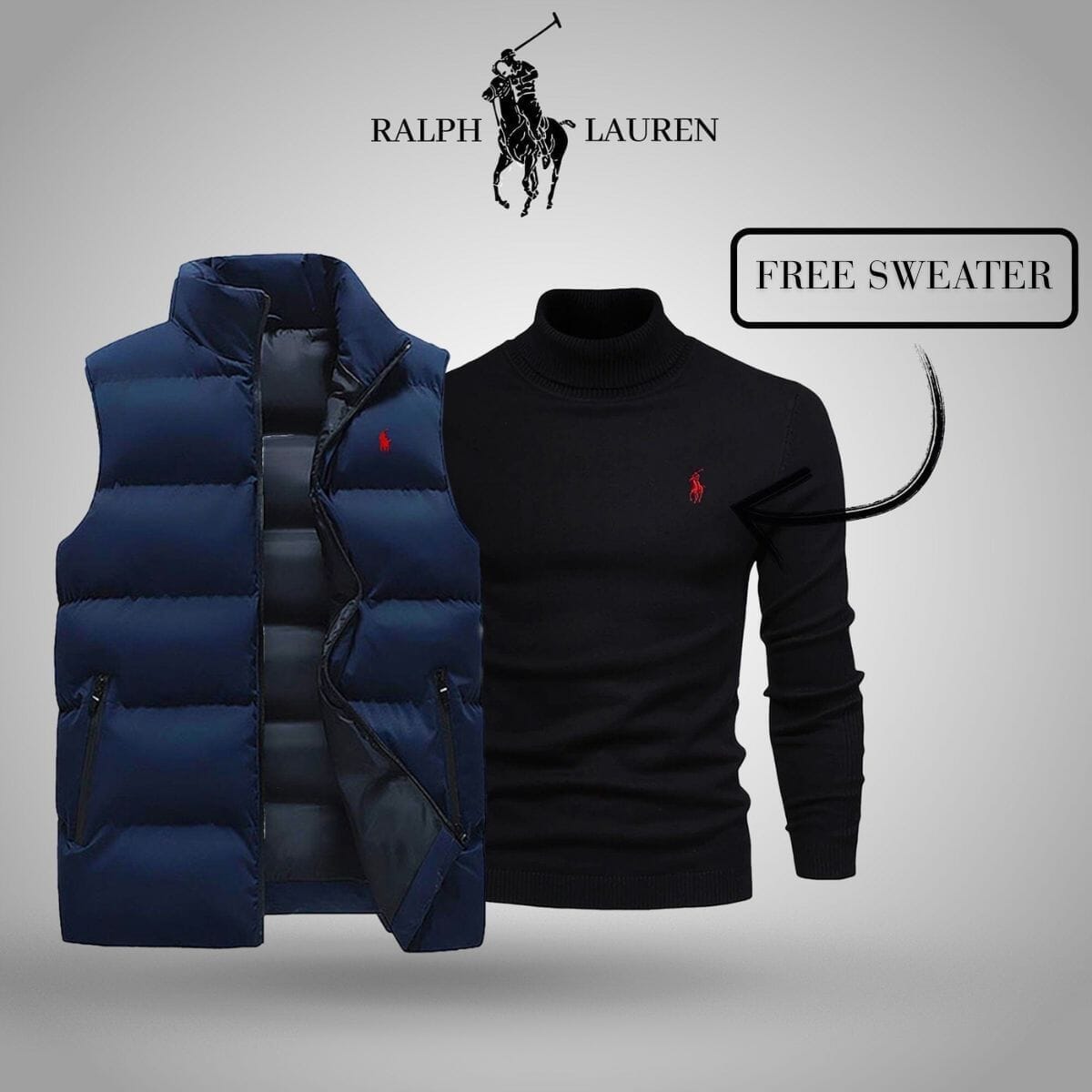 RL Vest + Exclusive Free Sweater (CLEARANCE) Ralph Lauren Adelstein Blue Black M