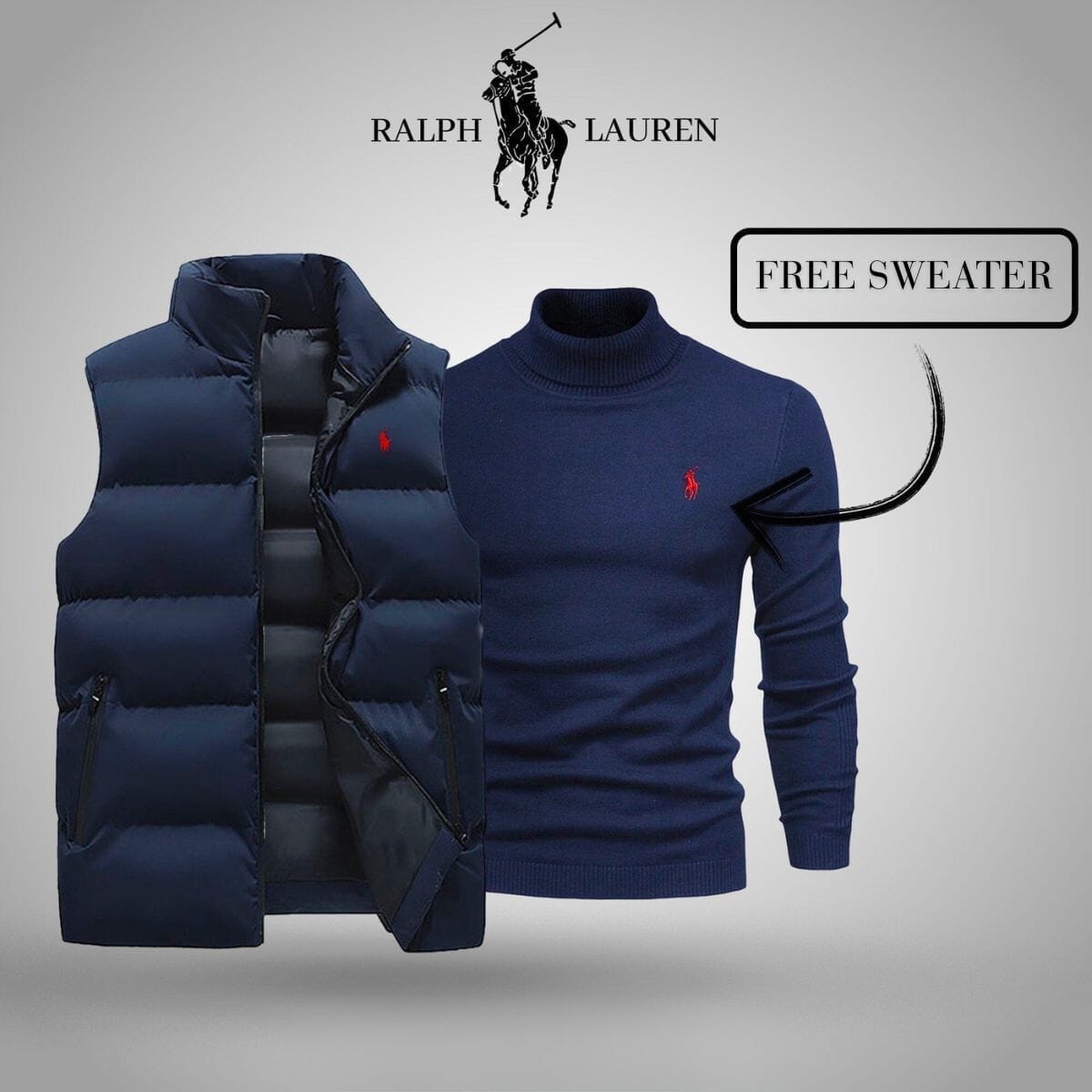 RL Vest + Exclusive Free Sweater (CLEARANCE) Ralph Lauren Adelstein Blue Blue M