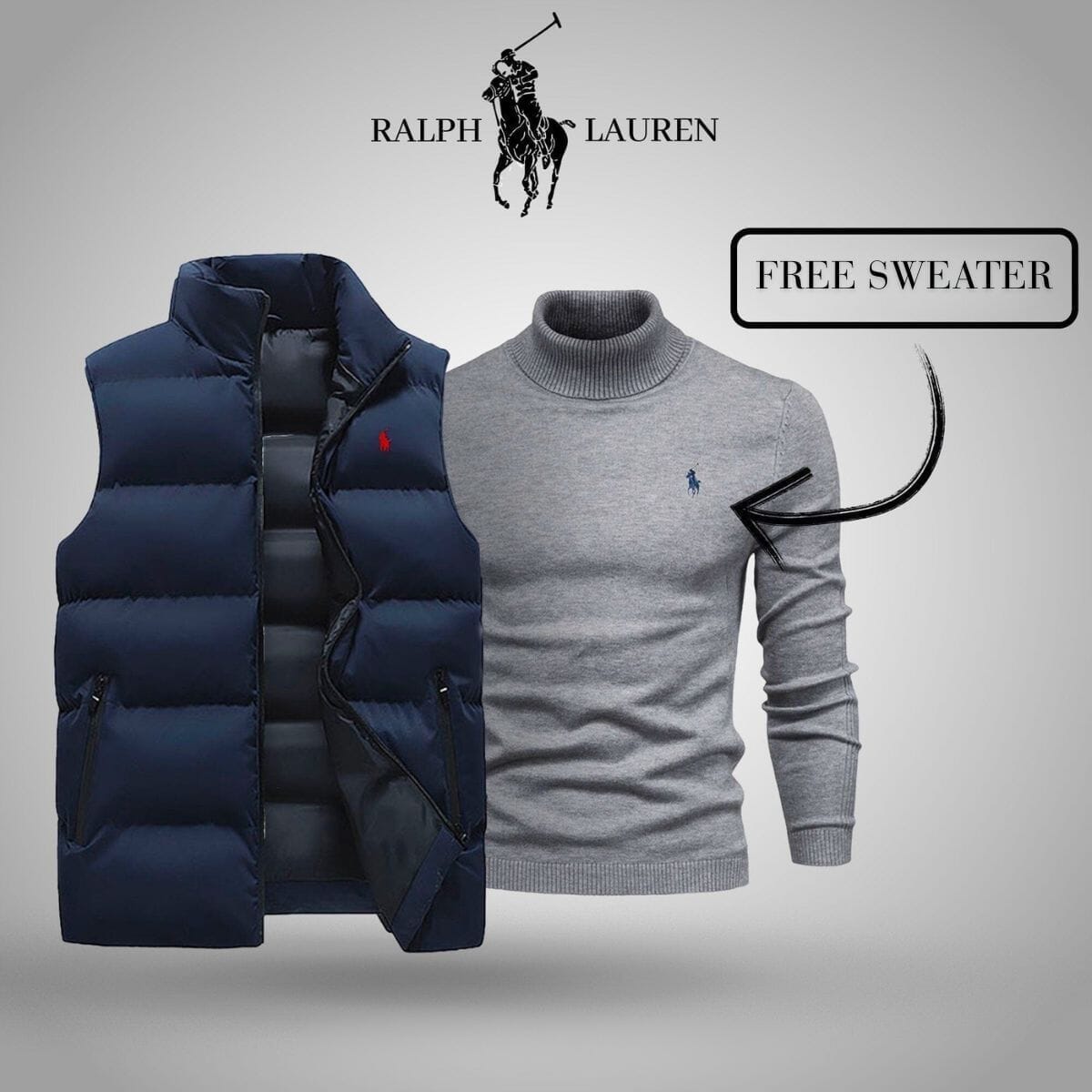 RL Vest + Exclusive Free Sweater (CLEARANCE) Ralph Lauren Adelstein Blue Gray M