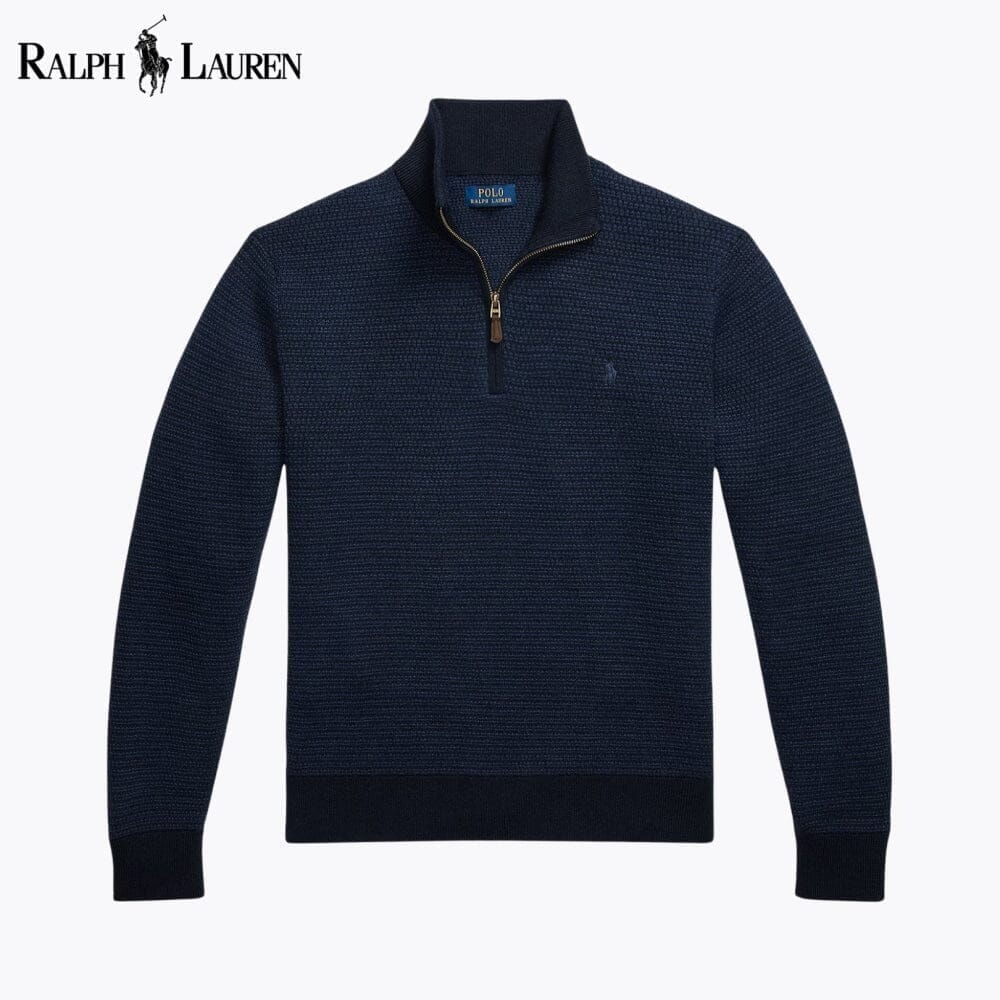 RL Washable Wool Quarter-Zip Sweater Ralph Lauren Adelstein Blue Navy S 