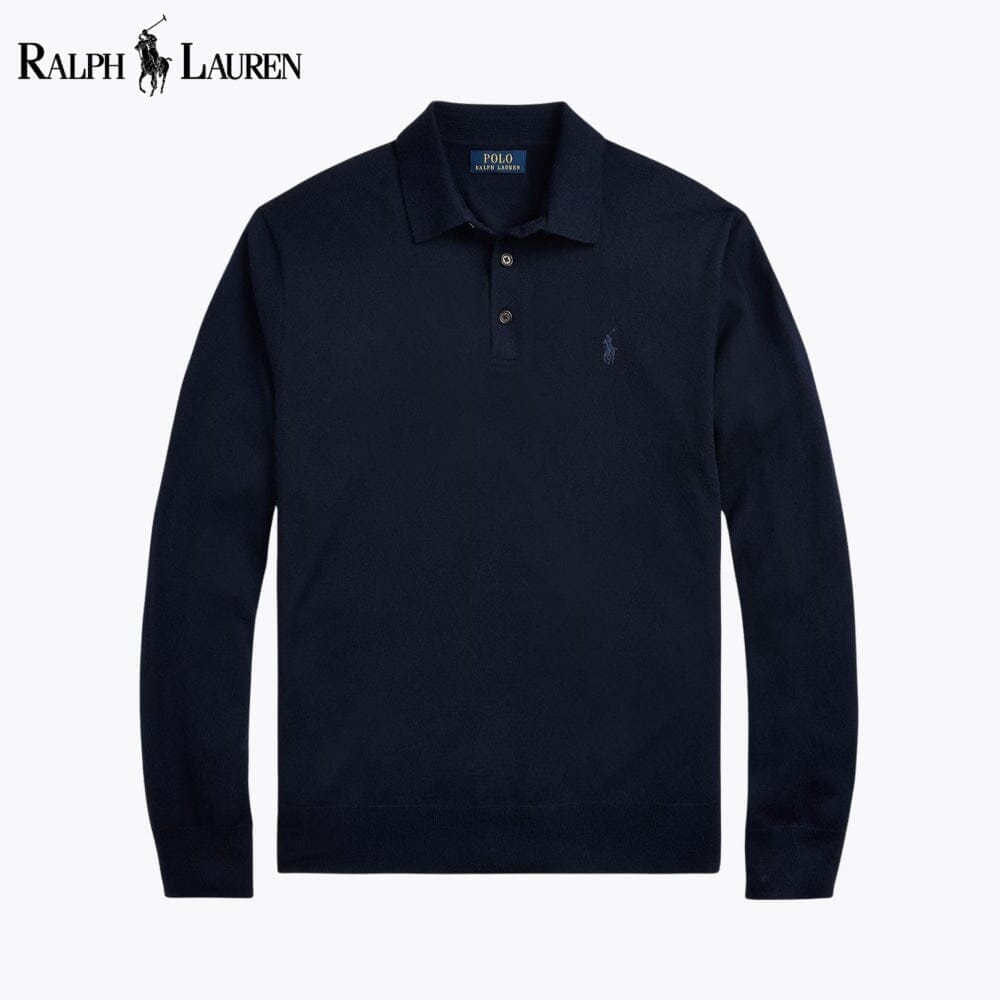 RL Wool Polo-Collar Jumper Ralph Lauren Adelstein Blue Navy S 