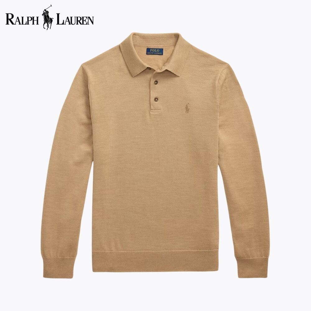 RL Wool Polo-Collar Jumper Ralph Lauren Adelstein Camel S 