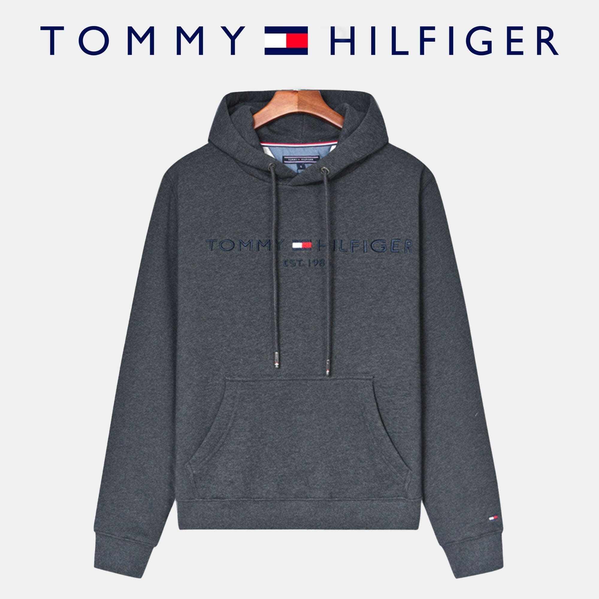 TH Men's Hoodie (Clearance) Tommy Hilfiger Adelstein Dark Gray M 