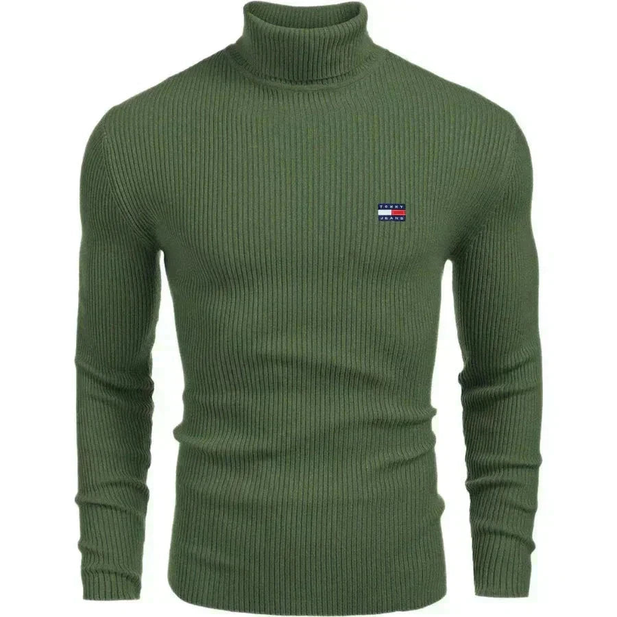 TH Turtleneck Classic Knit Sweater Tommy Hilfiger Adelstein Green S 